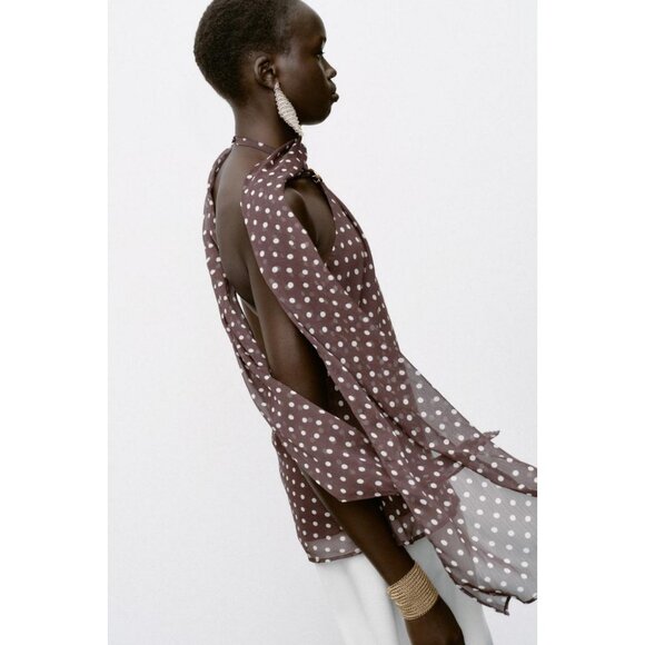 ZARA HALTER TOP WITH HARDWARE AND POLKA DOTS - Picture 3 of 9